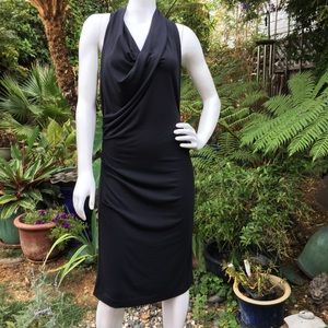 NICOLE MILLER Cowl-Neck Racerback Lil Black Dress